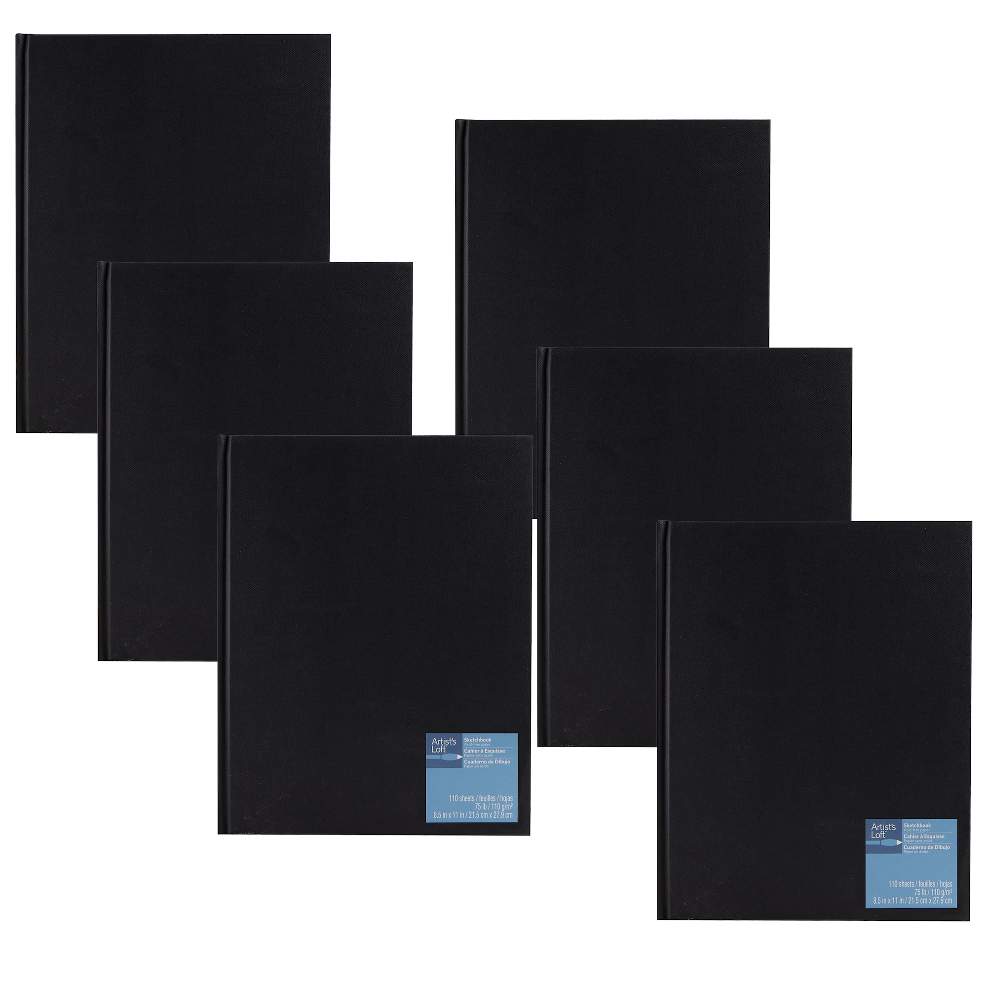 6 Pack: 8.5" x 11" Lay Flat Spineless Hardcover Sketchbook by Artist's Loft™